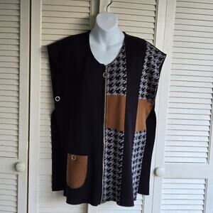 Angel Apparel Asymmetric Full Zip Sleeveless Poncho  Size Small Color block